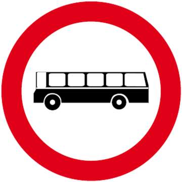 Indicator rutier interzicere sau restrictie [ Accesul interzis autobuzelor ], forma circulara, reflectorizant