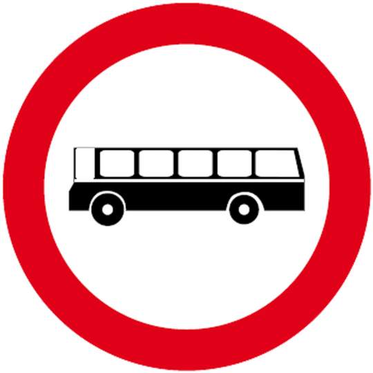 Indicator rutier interzicere sau restrictie [ Accesul interzis autobuzelor ], forma circulara, reflectorizant