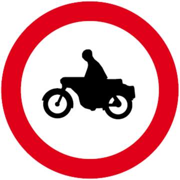 Indicator rutier interzicere sau restrictie [ Accesul interzis motocicletelor ], forma circulara, reflectorizant