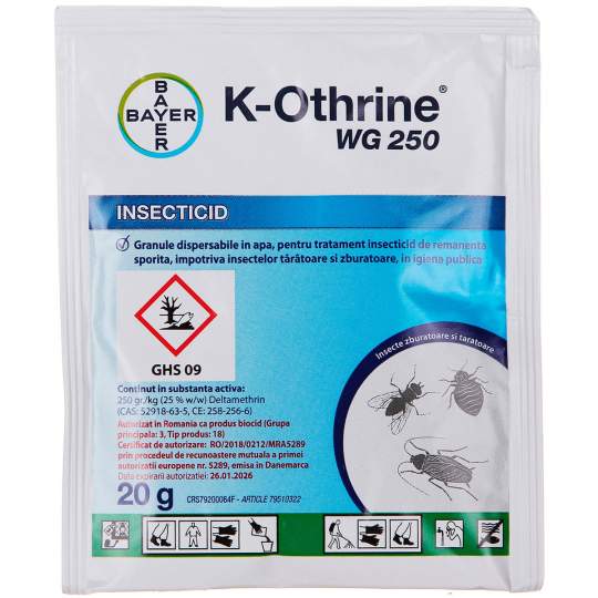 K-Othrine WG 250 insecticid granulat pentru insecte zburatoare si taratoare, plic 20g (3 plicuri) K-Othrine WG 250 insecticid granulat pentru insecte zburatoare si taratoare, plic 20g (3 plicuri)