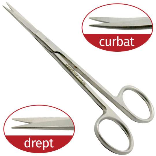 Foarfeca Iris 12cm, dreapta / curba, pentru interventii chirurgicale oftalmologie (1 bucata)