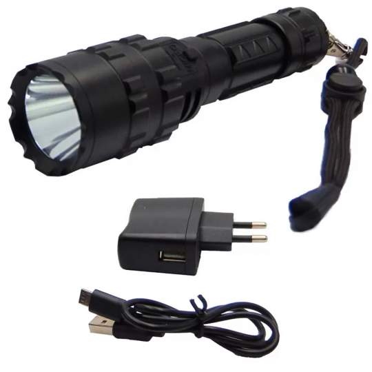 Lanterna cu acumulator litiu L18650x1 metal led include incarcator retea 220V