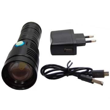 Lanterna cu acumulator litiu L18650x1 metal led ZOOM incarcator retea 220V
