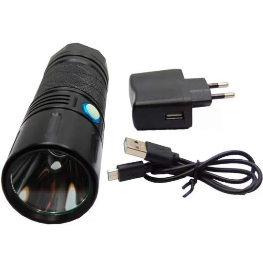 Lanterna cu acumulator litiu L18650x3 metal led include incarcator 220V