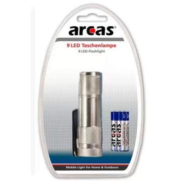 Lanterna Arcas metalica 9 LED-uri include 3 x AAA R3 ARC-9LED-TL
