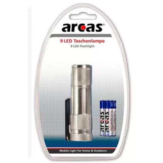 Lanterna Arcas metalica 9 LED-uri include 3 x AAA R3 ARC-9LED-TL