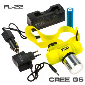 Lanterna cap subacvatica 1 LED 10W include 1 acumulator si incarcator retea si auto