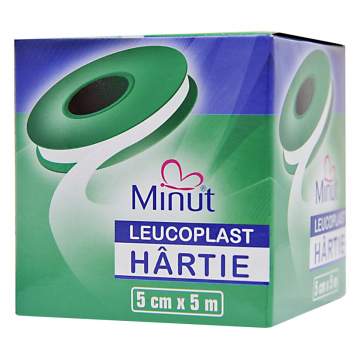 Leucoplast hartie 5 cm x 5m ambalat individual - Minut (1 bucata)