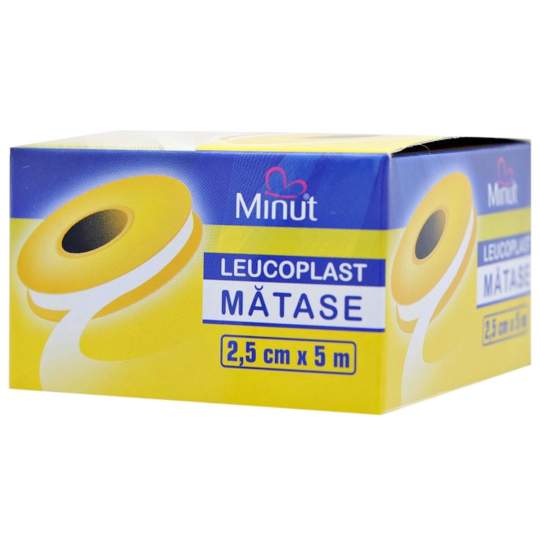Leucoplast matase 2.5 cm x 5m ambalat individual - Minut (1 bucata)