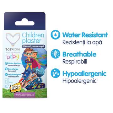 Plasturi hipoalergenici pentru copii 56 x 19 mm model HERO (3 x 30 bucati)