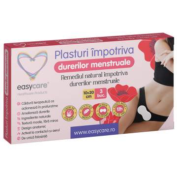 Plasturi impotriva durerilor menstruale cu carbon activ, 10x20cm (cutie 3 bucati)