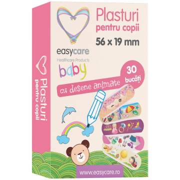 Plasturi sterili pentru copii, cu figurine 19x56mm, fara latex, cutie 30 bucati