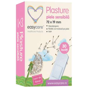 Plasturi sterili pentru piele sensibila, dimensiune 19x72mm, hipoalergenici (cutie 30 bucati)