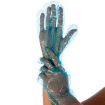 Manusi NB plastic LDPE, albastre (100 bucati)
