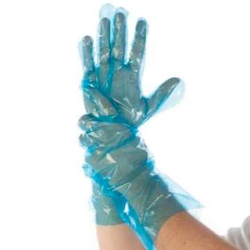 Manusi lungi NB, plastic LDPE, albastre (100 bucati)