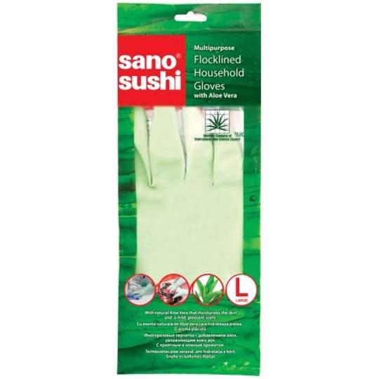 Manusi menaj din cauciuc cu aloe vera Sano Sushi - marimea L (1 pereche)