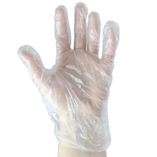 Manusi plastic HDPE, transparente, 29cm, marimi S/M/L (100 bucati)