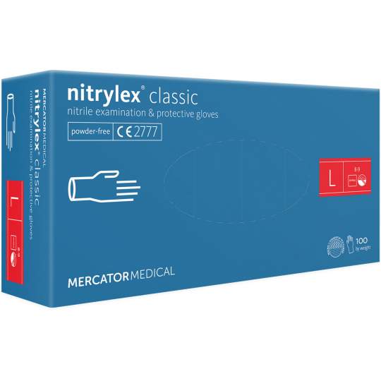 Manusi examinare nitril Albastre nepudrate marimea L - Nitrylex Classic Manusi examinare nitril Albastre nepudrate marimea L - Nitrylex Classic