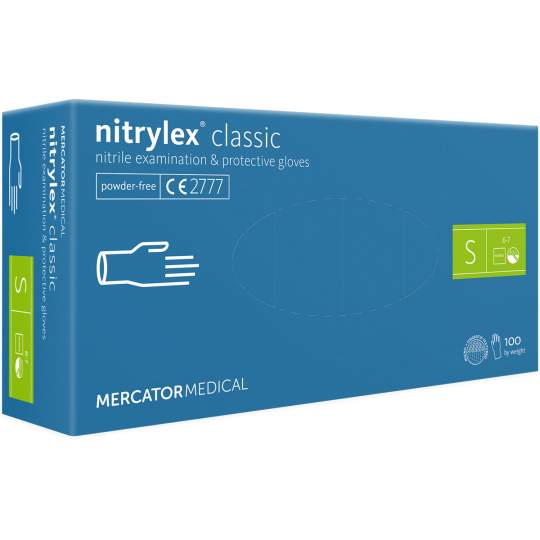 Manusi examinare nitril Albastre nepudrate marimea S - Nitrylex Classic