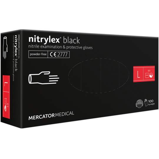 Manusi examinare nitril negre nepudrate marimea L - Nitrylex Black