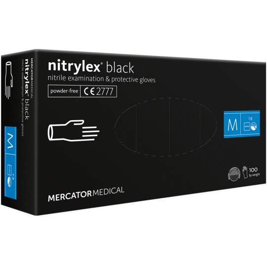 Manusi examinare nitril negre nepudrate marimea M - Nitrylex Black