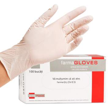Manusi latex pudrate nesterile albe marimi XS, S, M, L, XL - Farmagloves (100 bucati)