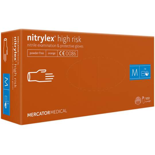 Manusi nitril nepudrate nesterile Orange marimea M - Nitrylex High Risk (100 bucati)