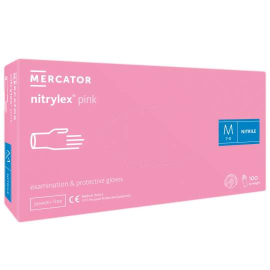Manusi nitril Roz nepudrate, marimea M - Nitrylex Pink (100 bucati)