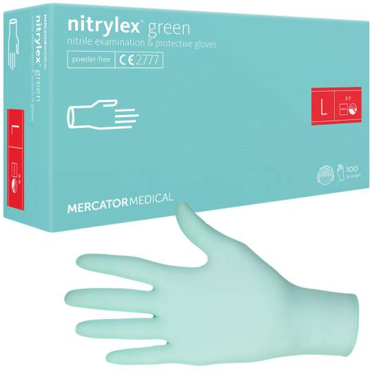 Manusi nitril Verzi nepudrate, marimea L - Nitrylex Green (100 bucati)