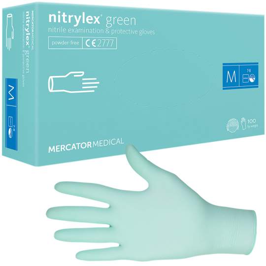 Manusi nitril Verzi nepudrate, marimea M - Nitrylex Green (100 bucati)