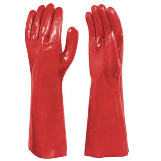 Manusi protectie socuri mecanice PVC, suport textil rosii, XL - 35cm lungime (1 pereche)