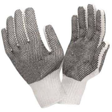 Manusi picouri bumbac - poliester albe cu puncte PVC integral (1 pereche)
