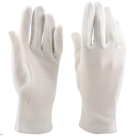 Manusi tricotate interlock din bumbac, albe, marimi M / L (12 perechi)