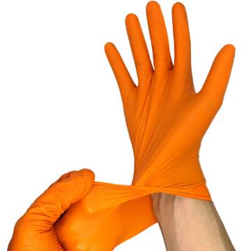 Manusi nitril Portocalii pentru lucratori in domeniul tehnic, groase, texturate, marimi M/L/XL/XXL - Gogrip (50 bucati - 25 perechi)