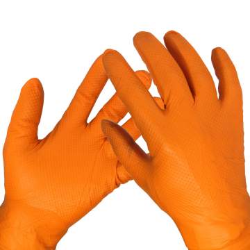 Manusi nitril Portocalii pentru lucratori in domeniul tehnic, groase, texturate, marimi M/L/XL/XXL - Gogrip (50 bucati - 25 perechi)