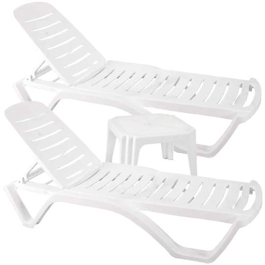 Pachet mobilier plaja - 2 sezlonguri + 1 masuta (1 set)