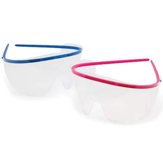 Ecran protectie ochi, plastic, 22x68cm, unica folosinta, anti-ceata, rama polipropilena (albastru / galben / mov / verde), economic, 1 rama + 1 ecran (5 seturi)