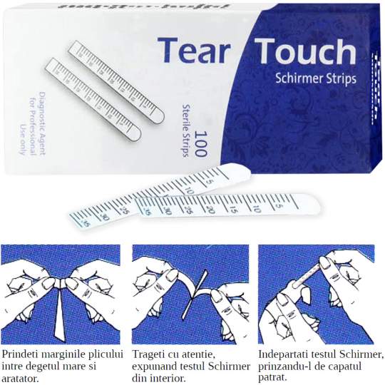 Test Schirmer - benzi oftalmice masurarea productiei lacrimale, folii gradate, steril (100 bucati)