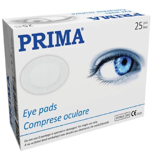 Comprese oculare bumbac pentru tratarea ranilor, sterile 56 x 70mm (25 bucati)