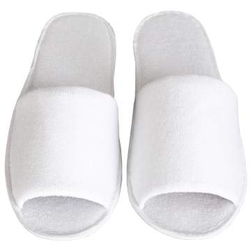 Papuci albi frotir hotel spa decupati la degete (1 pereche)