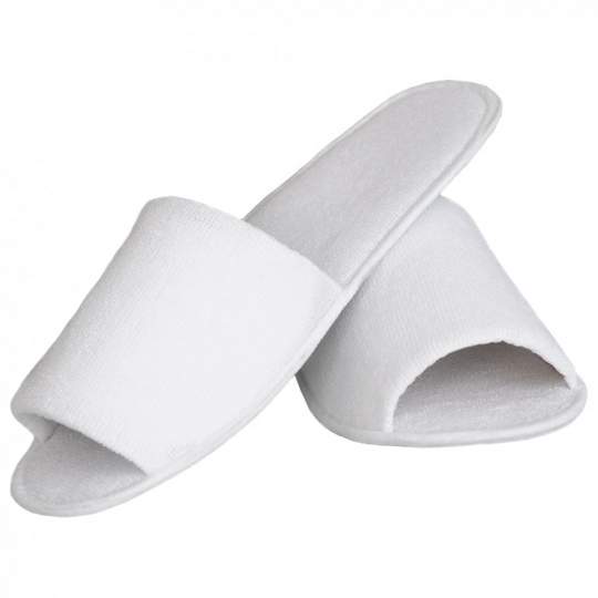 Papuci albi frotir hotel spa decupati la degete (1 pereche)