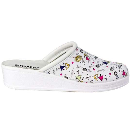 Saboti design medical, din piele, perforati, desene copii, talpa antiderapanta, marcaj CE, marime 35-40 (1 pereche) 