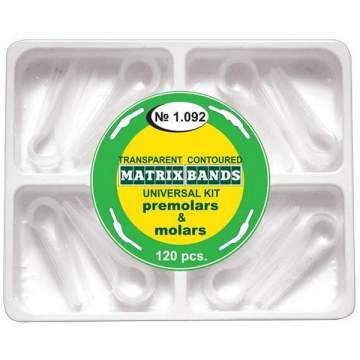 Matrici conturate mylar premolari & molari, set 8 tipuri, transparente (kit 120 buc)