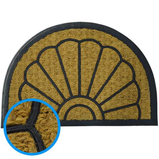 Pres intrare 60x40 cm fibre de cocos semiluna model Flowers (1 bucata)