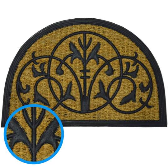 Pres intrare 60x40 cm fibre de cocos semiluna model Circles (1 bucata)