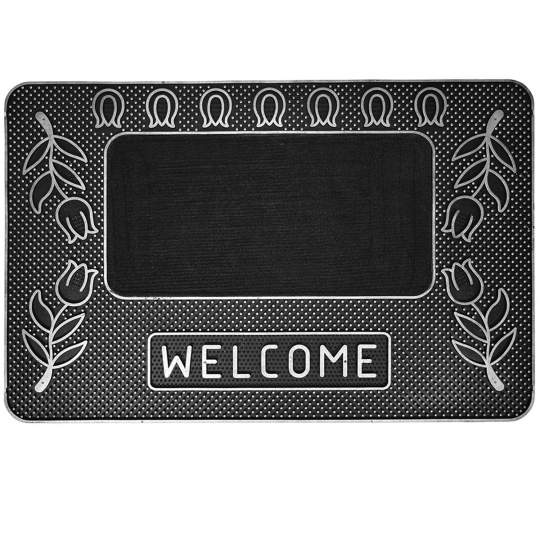 Pres cauciuc si mocheta, 60x40 cm, Welcome - Negru (1 bucata) Pres cauciuc si mocheta, 60x40 cm, Welcome - Negru (1 bucata)