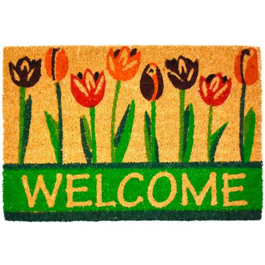 Pres intrare Welcome Spring 60x40 din fibre cocos vopsite