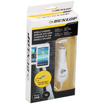 Incarcator auto pentru telefon, cu microUSB, lungime 140 cm - Dunlop (1 bucata)