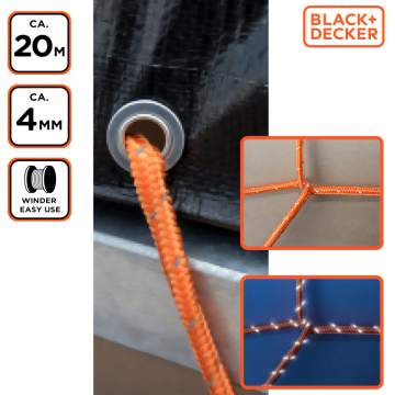 Sfoara ancorare 4mm x 20m reflectorizanta din polipropilena Black & Decker (1 bucata)