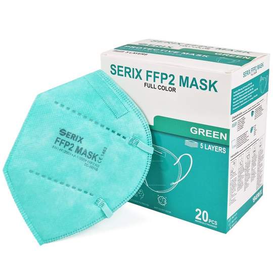 Masti 5 Straturi FFP2 Verzi Turcoaz, SERIX (20 bucati)